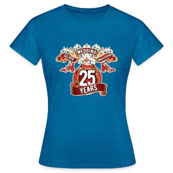 25 Years - Silver Wedding - Women's T-Shirt - antique blue sapphire heather - Front - AI Model Female 172 dark (172cm)