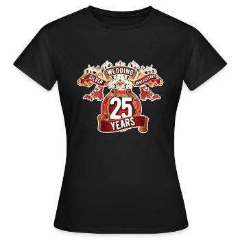25 ans - Mariage argenté - T-shirt Femme - noir - Devant - AI Model Female 172 dark (172cm)