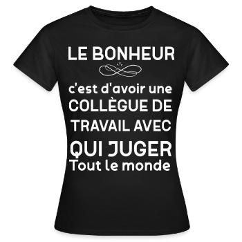 Humour Collègue Femme On Juge Tout le Monde - T-shirt Femme - noir - Devant - AI Model Female 172 dark (172cm)