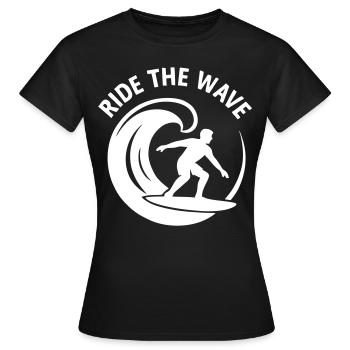 Surf auf der Welle Surf Surfer - Frauen T-Shirt - Schwarz - Vorne - AI Model Female 172 dark (172cm)