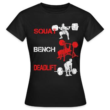 Squat Bench Deadlift - Formation de culturiste - T-shirt Femme - noir - Devant - AI Model Female 172 dark (172cm)