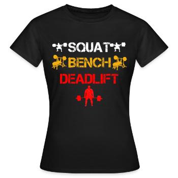 Banc squat soulevé de terre 3 - T-shirt Femme - noir - Devant - AI Model Female 172 dark (172cm)
