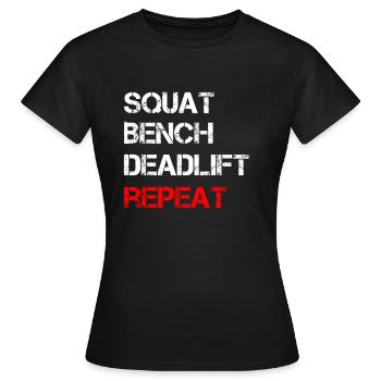Répétition du soulevé de terre Squat Bench - T-shirt Femme - noir - Devant - AI Model Female 172 dark (172cm)