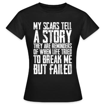 Mes cicatrices racontent une histoire 2 - T-shirt Femme - noir - Devant - AI Model Female 172 dark (172cm)