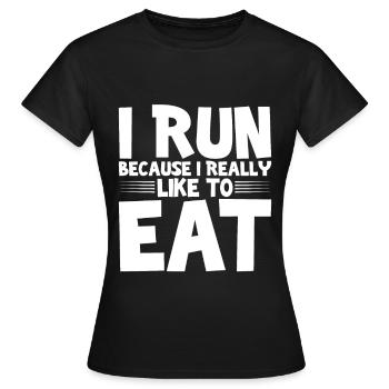 Je cours parce que j’aime vraiment manger 3 - T-shirt Femme - noir - Devant - AI Model Female 172 dark (172cm)