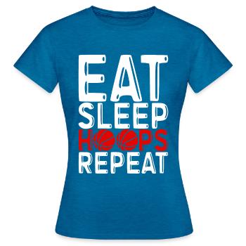 Mangez des cerceaux de sommeil Répéter 4 - T-shirt Femme - bleu saphir antique chiné - Devant - AI Model Female 172 dark (172cm)