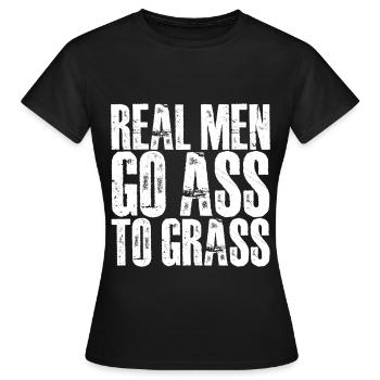 Real Men Go Ass To Grass 2 - Frauen T-Shirt - Schwarz - Vorne - AI Model Female 172 dark (172cm)