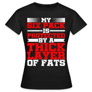 Mon pack de six est protégé par une épaisse couche de graisses - T-shirt Femme - noir - Devant - AI Model Female 172 dark (172cm)