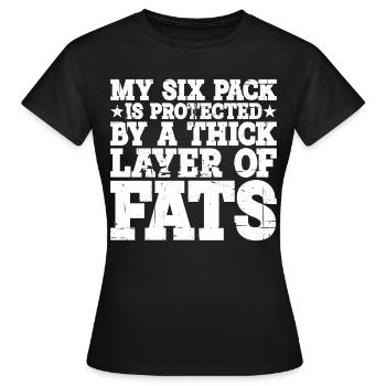 Mon pack de six est protégé par une épaisse couche de graisses3 - T-shirt Femme - noir - Devant - AI Model Female 172 dark (172cm)