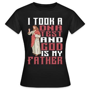 J’ai fait un test ADN et dieu est mon père 27 - T-shirt Femme - noir - Devant - AI Model Female 172 dark (172cm)