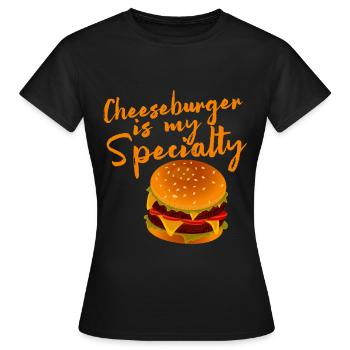Le cheeseburger est ma spécialité 4 - T-shirt Femme - noir - Devant - AI Model Female 172 dark (172cm)