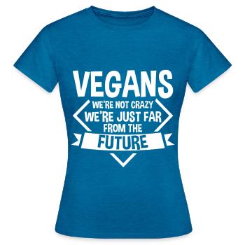 Vegans, We're Just Far From The Future 2 - Women's T-Shirt - antique blue sapphire heather - Front - AI Model Female 172 dark (172cm)