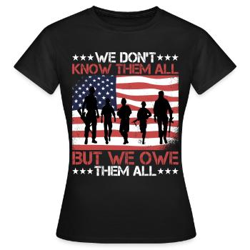 Nous ne les connaissons pas tous, mais nous leur devons tous - T-shirt Femme - noir - Devant - AI Model Female 172 dark (172cm)
