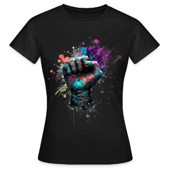 Paint Effect Fist - Women's T-Shirt - black - Front - AI Model Female 172 dark (172cm)