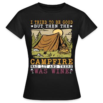 But Then The Campfire Was Lit - Women's T-Shirt - black - Front - AI Model Female 172 dark (172cm)
