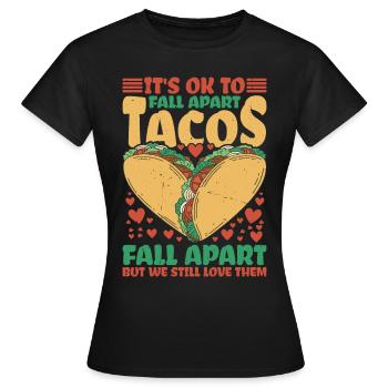 C’est bon de s’effondrer, les tacos s’effondrent - T-shirt Femme - noir - Devant - AI Model Female 172 dark (172cm)