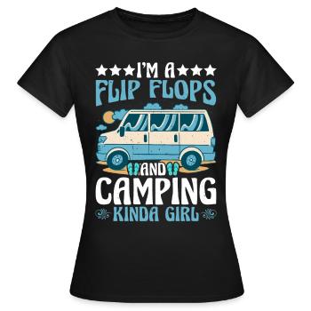 Je suis une fille de Flip Flops et de Camping - T-shirt Femme - noir - Devant - AI Model Female 172 dark (172cm)