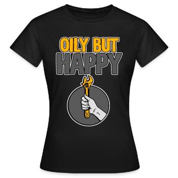 Oily But Happy 2 - Frauen T-Shirt - Schwarz - Vorne - AI Model Female 172 dark (172cm)