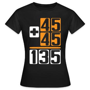 45 + 45 = 135 6 - Frauen T-Shirt - Schwarz - Vorne - AI Model Female 172 dark (172cm)