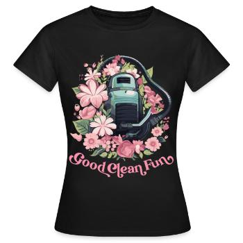 Floral Vacuum Cleaner Shirt – Cleaning Statement - Women's T-Shirt - black - Front - AI Model Female 172 dark (172cm)