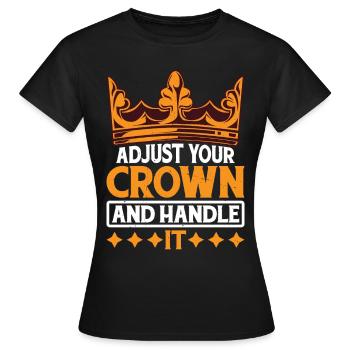 Ajustez votre couronne et manipulez-la 14 - T-shirt Femme - noir - Devant - AI Model Female 172 dark (172cm)