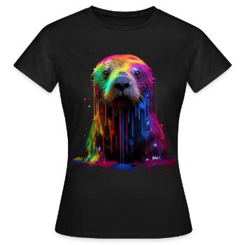 Loutre de mer arc-en-ciel - T-shirt Femme - noir - Devant - AI Model Female 172 dark (172cm)