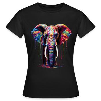 Rainbow Elephant - Women's T-Shirt - black - Front - AI Model Female 172 dark (172cm)