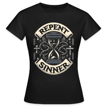 Repent Sinner 16 - Women's T-Shirt - black - Front - AI Model Female 172 dark (172cm)