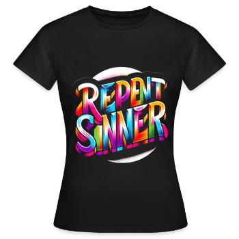 Repent Sinner 17 - Women's T-Shirt - black - Front - AI Model Female 172 dark (172cm)