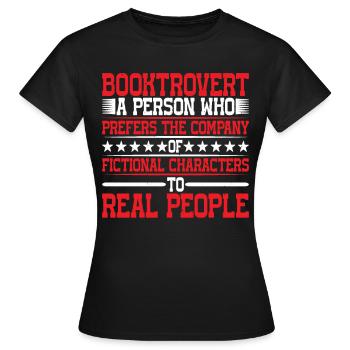 Booktrovert Définition Description 7 - T-shirt Femme - noir - Devant - AI Model Female 172 dark (172cm)