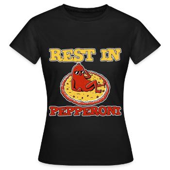 Repos au pepperoni 2 - T-shirt Femme - noir - Devant - AI Model Female 172 dark (172cm)