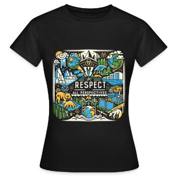 Respectez tous les points de vue 2 - T-shirt Femme - noir - Devant - AI Model Female 172 dark (172cm)