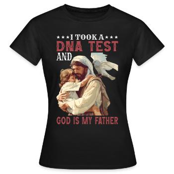 J’ai fait un test ADN et Dieu est mon père 37 - T-shirt Femme - noir - Devant - AI Model Female 172 dark (172cm)