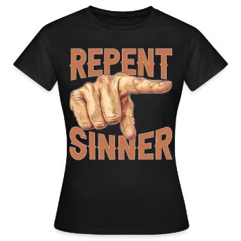 Repent Sinner 29 - Women's T-Shirt - black - Front - AI Model Female 172 dark (172cm)