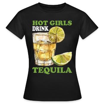Hot Girls Drink Tequila - Frauen T-Shirt - Schwarz - Vorne - AI Model Female 172 dark (172cm)