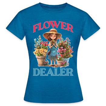 Flower Dealer - Frauen T-Shirt - Antikblaues Saphir meliert - Vorne - AI Model Female 172 dark (172cm)