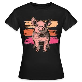Mignon petit cochon vintage - T-shirt Femme - noir - Devant - AI Model Female 172 dark (172cm)