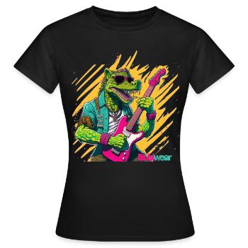 Crocodile Bass Rockin - Frauen T-Shirt - Schwarz - Vorne - AI Model Female 172 dark (172cm)