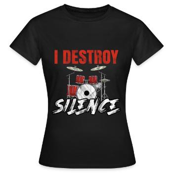 Schlagzeug Musik Drum'n'bass Drumset Becken Rock - Frauen T-Shirt - Schwarz - Vorne - AI Model Female 172 dark (172cm)