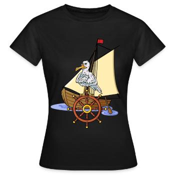 Seagull Seafarer Croisière TravelEr Ahoi - T-shirt Femme - noir - Devant - AI Model Female 172 dark (172cm)