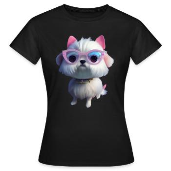 Malteser Hund - Malteser - Women's T-Shirt - black - Front - AI Model Female 172 dark (172cm)