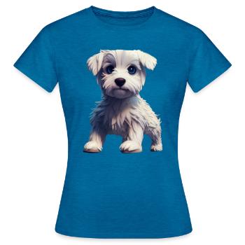Westie Dog - Westie - Women's T-Shirt - antique blue sapphire heather - Front - AI Model Female 172 dark (172cm)
