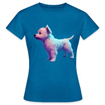 Westie Dog - Westie - Women's T-Shirt - antique blue sapphire heather - Front - AI Model Female 172 dark (172cm)
