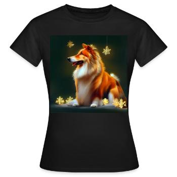 Rough Collie Christmas - Women's T-Shirt - black - Front - AI Model Female 172 dark (172cm)