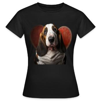 Basset Hound Valentins Tag - Frauen T-Shirt - Schwarz - Vorne - AI Model Female 172 dark (172cm)