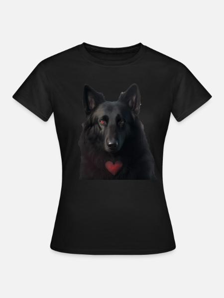 Schwarzer Schäferhund Valentins Tag - Frauen T-Shirt - Schwarz