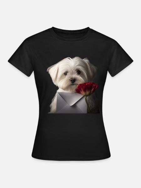 Saint-Valentin maltais - Chien maltais - T-shirt Femme - noir