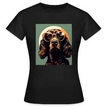 Épagneul des champs Cool - Chien épagneul des champs - T-shirt Femme - noir - Devant - AI Model Female 172 dark (172cm)