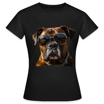 Deutscher Boxer Cool - Deutscher Boxer - Frauen T-Shirt - Schwarz - Vorne - AI Model Female 172 dark (172cm)