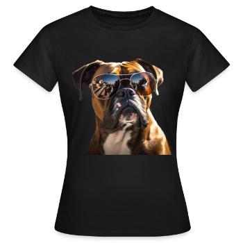 Deutscher Boxer Cool - Deutscher Boxer Hund - Frauen T-Shirt - Schwarz - Vorne - AI Model Female 172 dark (172cm)